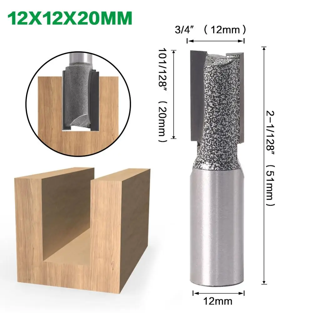 1pc 12mm Shank 2 flute straight bit Woodworking Tools Router Bit for Wood Tungsten Carbide endmill milling cutter - купить по