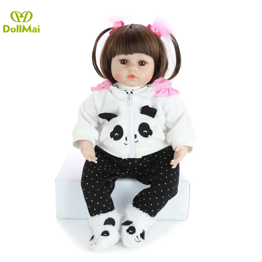 19 &quot48 см куклы bebes Reborn хлопковые силиконовые виниловые reborn baby с пандой магнитная