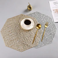 creative pvc placemat solid color hollow octagonal western placemat heat insulation pad home non slip bowl mat for table decor