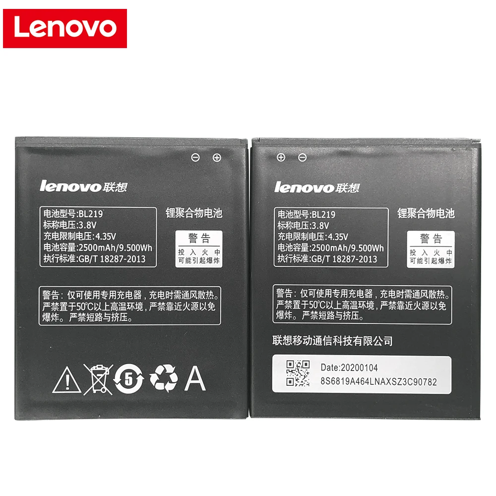 

100% Original Lenovo Backup BL219 2500mAh Cell Phone Battery for Lenovo A768T A850+ A880 A889 A890E A916 S810T S856 Phone