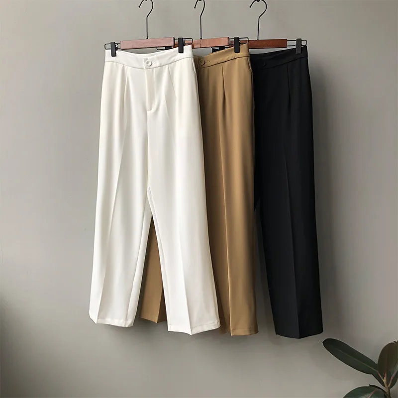 2020 Весенние Новые Стильные корейские свободные штаны женские прямые брюки с