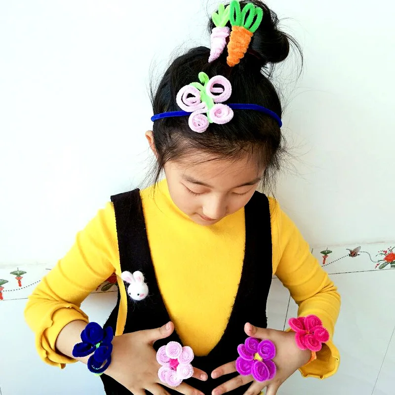 50 шт. цветные креативные плюшевые железные проволочные спиральные палочки