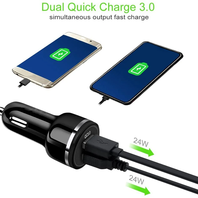 Автомобильное зарядное устройство быстрая зарядка 3 0 48 Вт 6A Dual QC3.0 USB быстрое