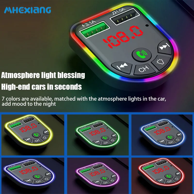 

Car Bluetooth 5.0 FM Transmitter Modulator MP3 Player Colorful LED Display Car Kit Dual USB 3.1A Fast Charger Car Accessories