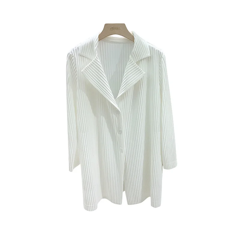 

LANMREM Women Black Big Size Pleated Blouse New Lapel Long Sleeve Loose Fit Shirt Fashion Tide Spring Summer 2021 2E1562