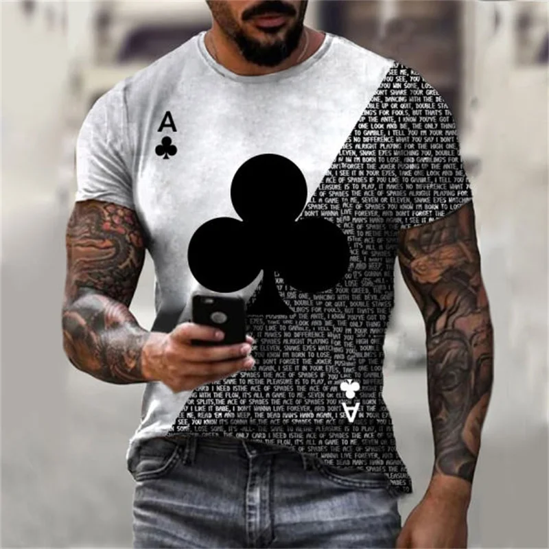 

Summer Men's T-Shirt Short Sleeve Fashion Streetwear 3d Printed Poker T-Shirt Sweatshirt Crew Neck Plus Size Men's Slim Top