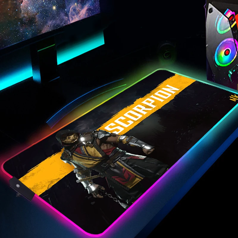 rgb mortal kombat mouse pad anime led gaming accessories speed game gamer pc keyboard carpet laptop notebook desk mat mousepad free global shipping
