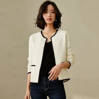 cardigan women open stitch 54 polyester blend knitted v neck pockets 2 colors vintage casual style classic design new fashion