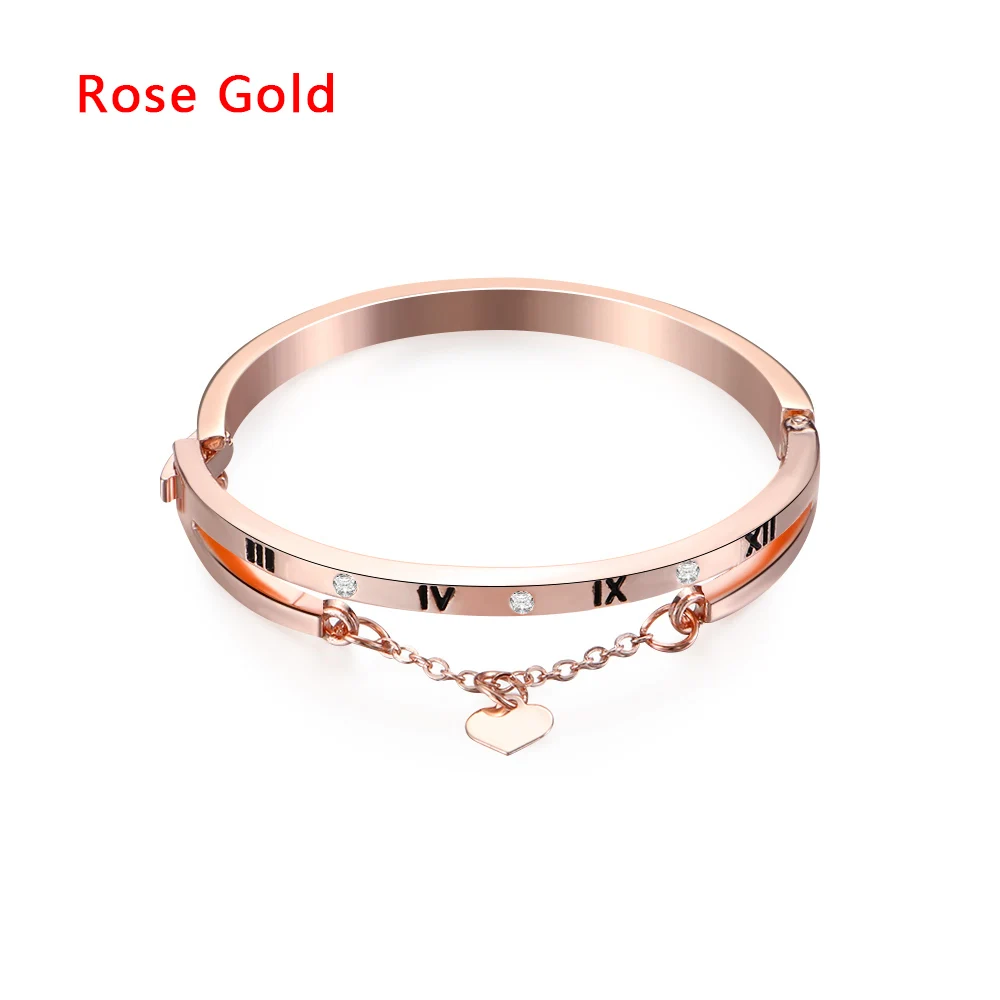 rose gold Роскошные браслеты из нержавеющей стали из розового золота, женские браслеты с сердцем, браслет брендовый для женщин, Знаменитые ювелирные изделия - Окраска металла: rose gold