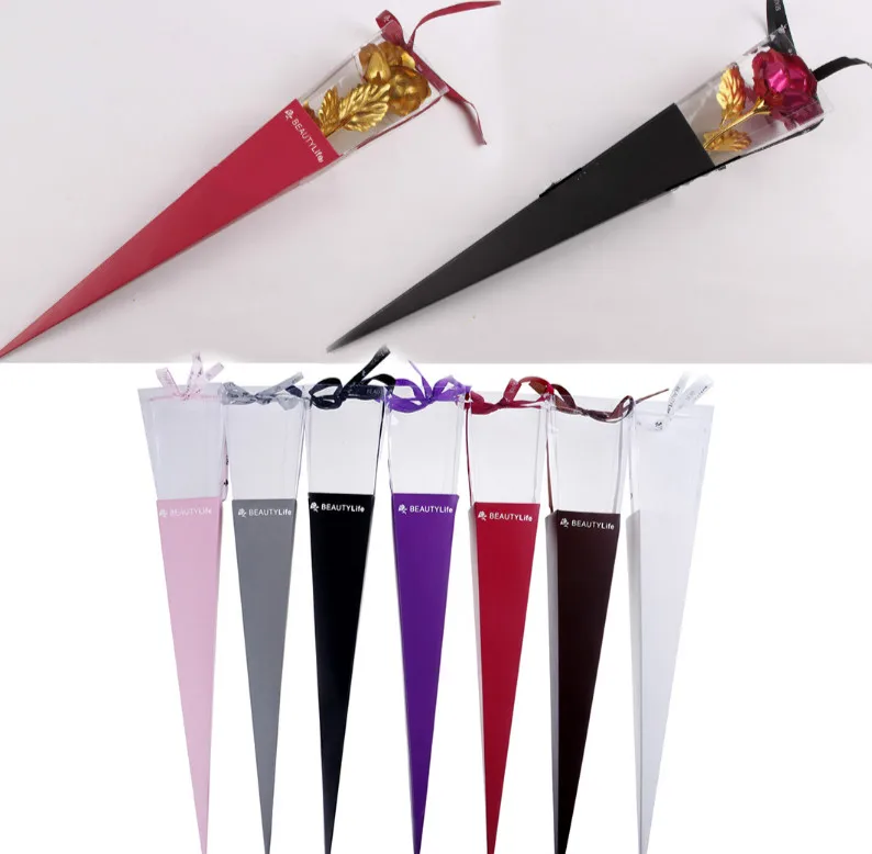 1 шт. бумажная Цветочная коробка элегантный один цветок Роза конус Свадебный