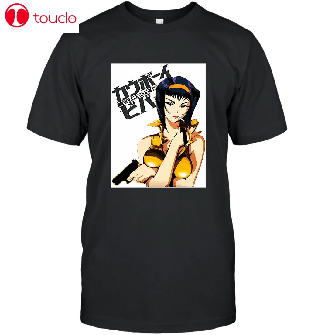 

The Potrait Of Faye Valentine From Cowboy Bebop Anime Black T-Shirt Spike Spiege Unisex Women Men Tee Shirt