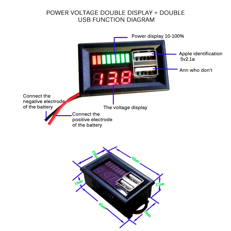 Вольтметр с цифровым светодиодным дисплеем миниатюрный измеритель напряжения