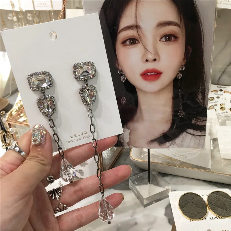 Женские асимметричные серьги MENGJIQIAO новые корейские длинные серьги-подвески с