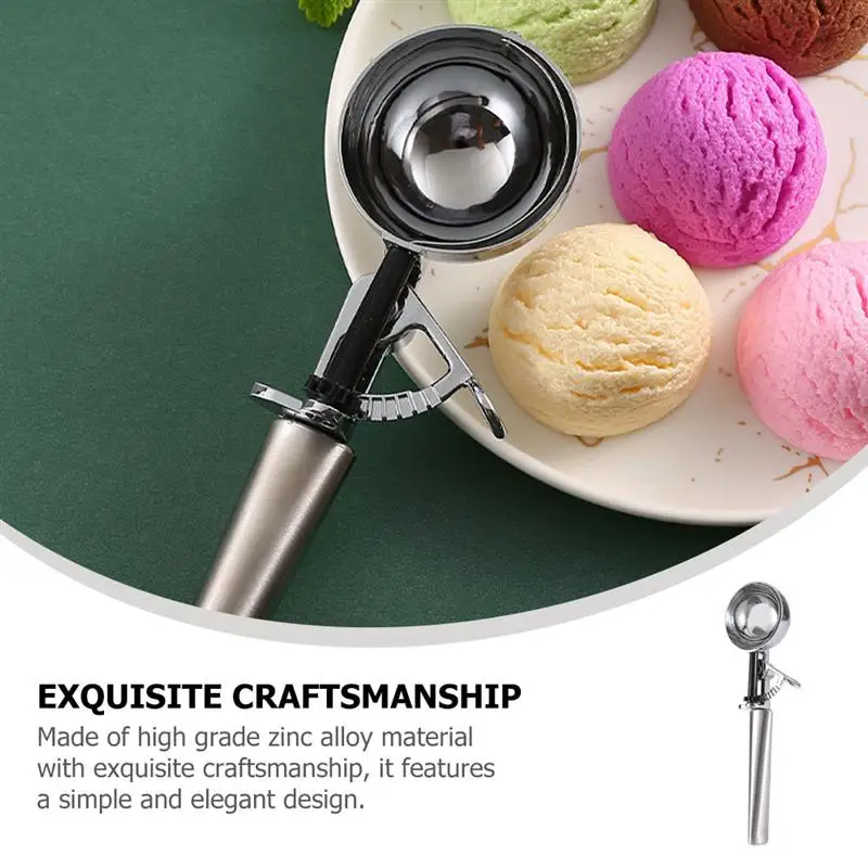 

Multi-functional Zinc Alloy Ice Cream Scoop Silver Fruit Digger Kitchen Gadget