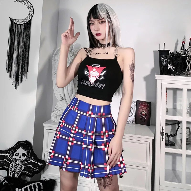 

Винтажная Готическая японская Милая супер короткая юбка в шотландскую клетку в стиле преппи, юбка из альтернативного текстиля, модная одеж...