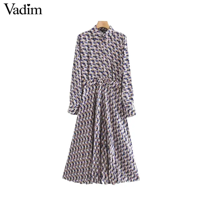 Vadim женское стильное шикарное платье макси с принтом длинный рукав пояс дизайн