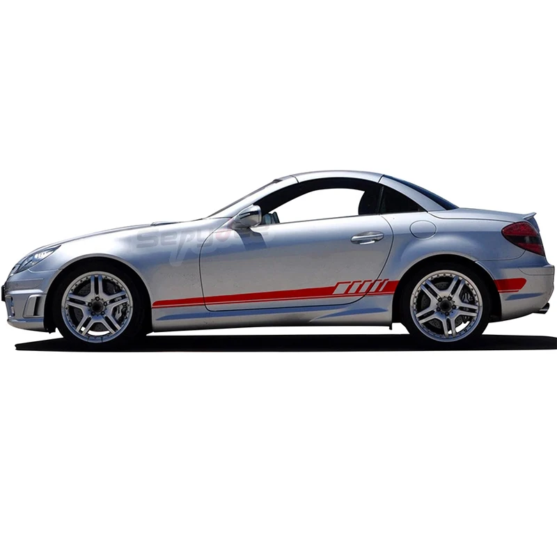 

1 Pair Car Side Stripe Skirt Stickers Decal For Mercedes Benz SLK Class R170 R171 R172 SLK55 AMG SLK200 250 Car Accessories