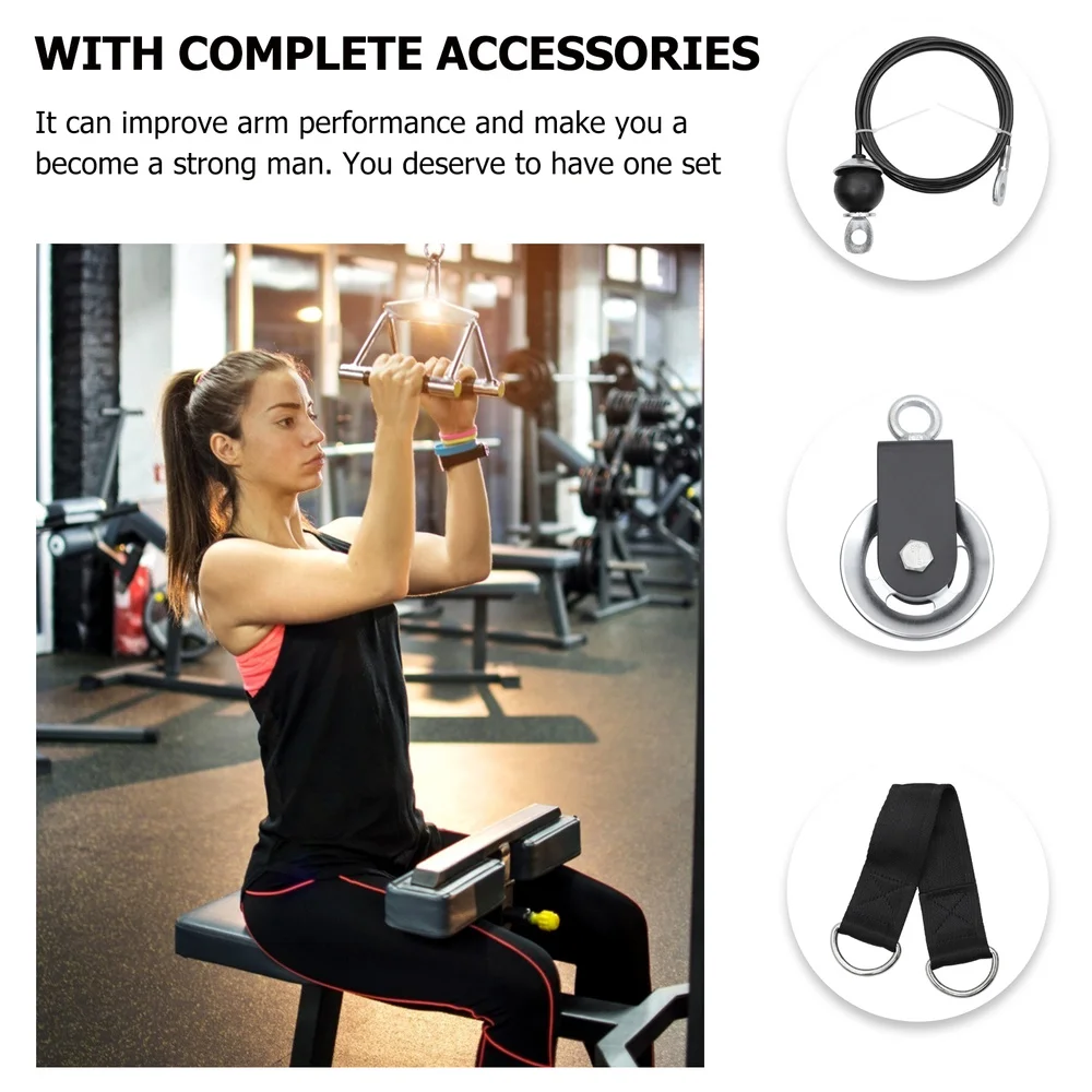 

1 set of Tricep Trainer Pulley Cable System Arm Strength Training Exerciser