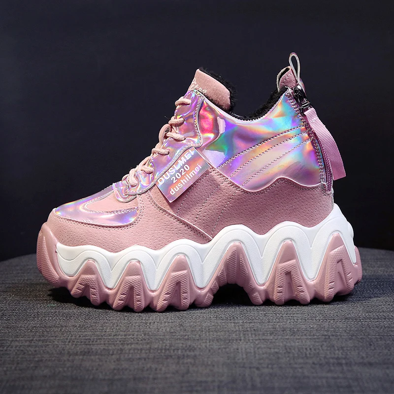 

Женские массивные кроссовки 2020, модные кроссовки на платформе, женская брендовая повседневная обувь на танкетке для женщин, кожаные спорти...