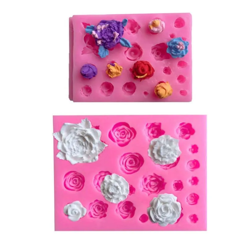 

Various Styles Rose Shape Silicone Mold Fondant Mold Cake Decorating Chocolate Cupcake Baking Tools Clay Gumpaste Mold