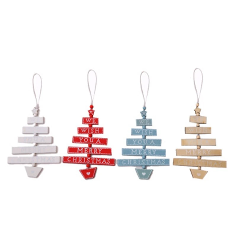 

4-Piece Set Of Christmas Decorations Wooden Christmas Tree Decoration Letter Pendant Creative Decoration Supplies