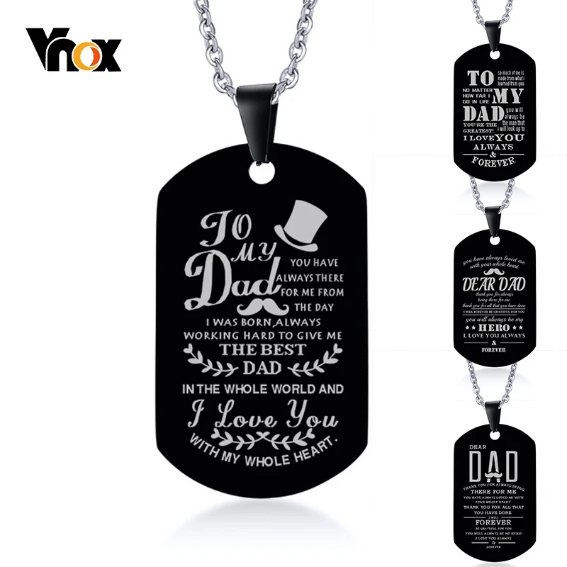 Vnox To Dad подвеска для мужчин черная из нержавеющей стали собачья бирка на заказ