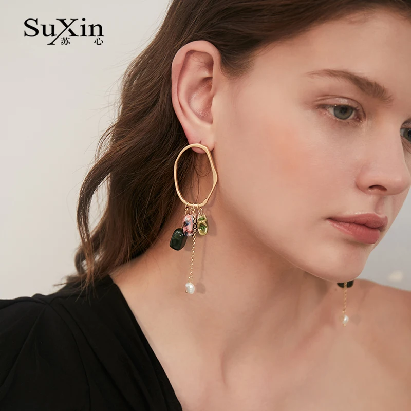 SuXin длинные серьги-кисточки в форме звезды с пентаграммой для женщин стиле