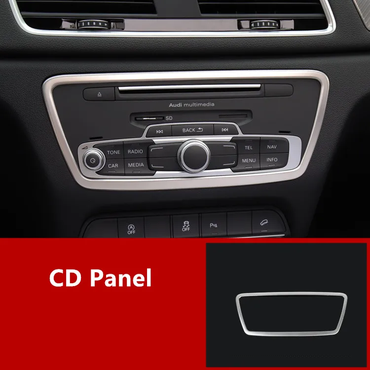 cd panel CNORICARC средняя консоль CD панель накладка для Audi Q3 13-18 автомобильные аксессуары нержавеющая сталь кондиционер ручка рамы полосы - Название цвета: cd panel