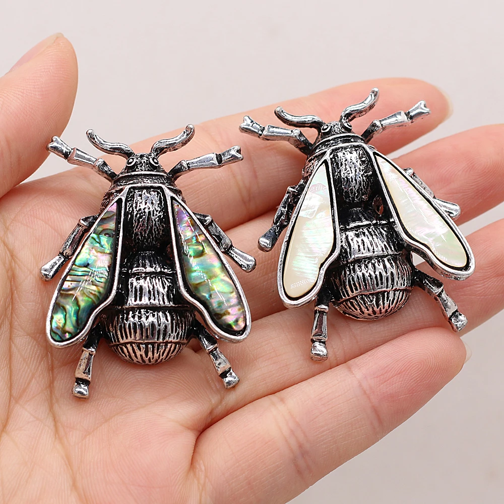 

Natural White Shell Abalone Shell Alloy Pendant Insect Cicada Shape Jewelry Accessories DIY Necklace Earrings
