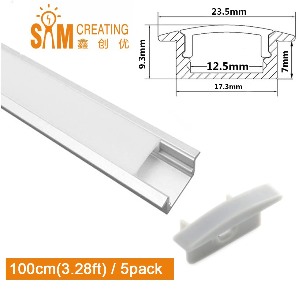 

Светодиодная лента из алюминиевого профиля, 5 шт. x 1 м, абажур с крышками, торцевые заглушки, различные наборы крепежных зажимов, U-образные крышки светильник