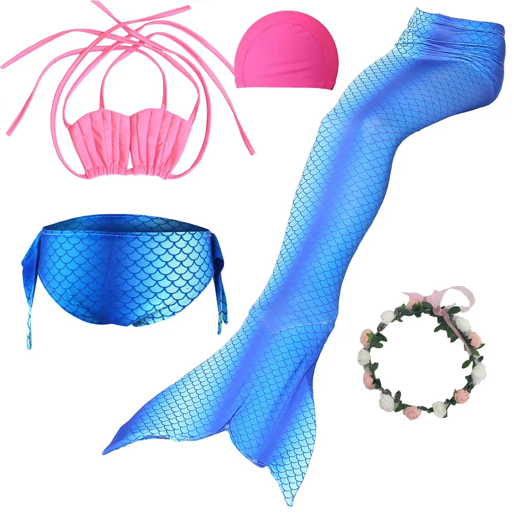 Красивый детский Косплей костюм Русалочки для девочек с хвостом 3 шт. праздничный