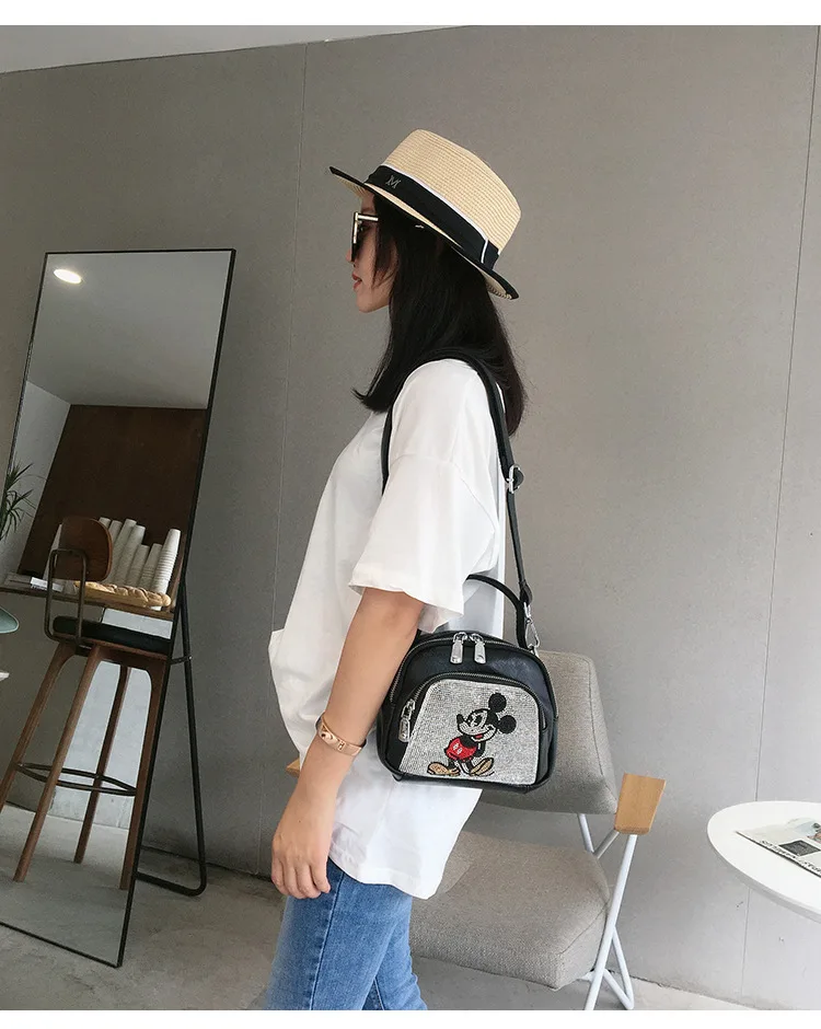 

Disney's New Luxury Diamond-studded Mickey Ladies Handbag Fashion and Practical All-match Ladies One-shoulder Messenger Bag