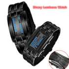 Часы мужские, женские, из нержавеющей стали, с двойной подсветкой, с электронным светодиодным дисплеем, ударопрочные, спортивные