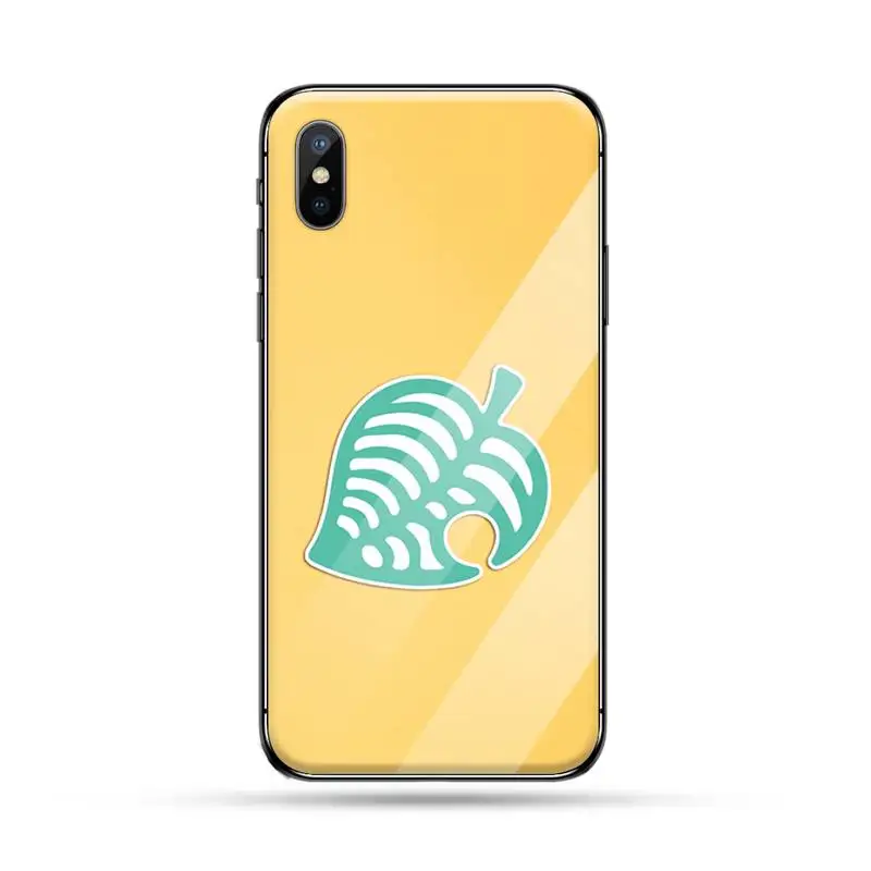 

animal crossing protection Leaves Phone Case Tempered glass For iphone 6 6S 7 8 plus X XS XR 11 12 mini PRO MAX