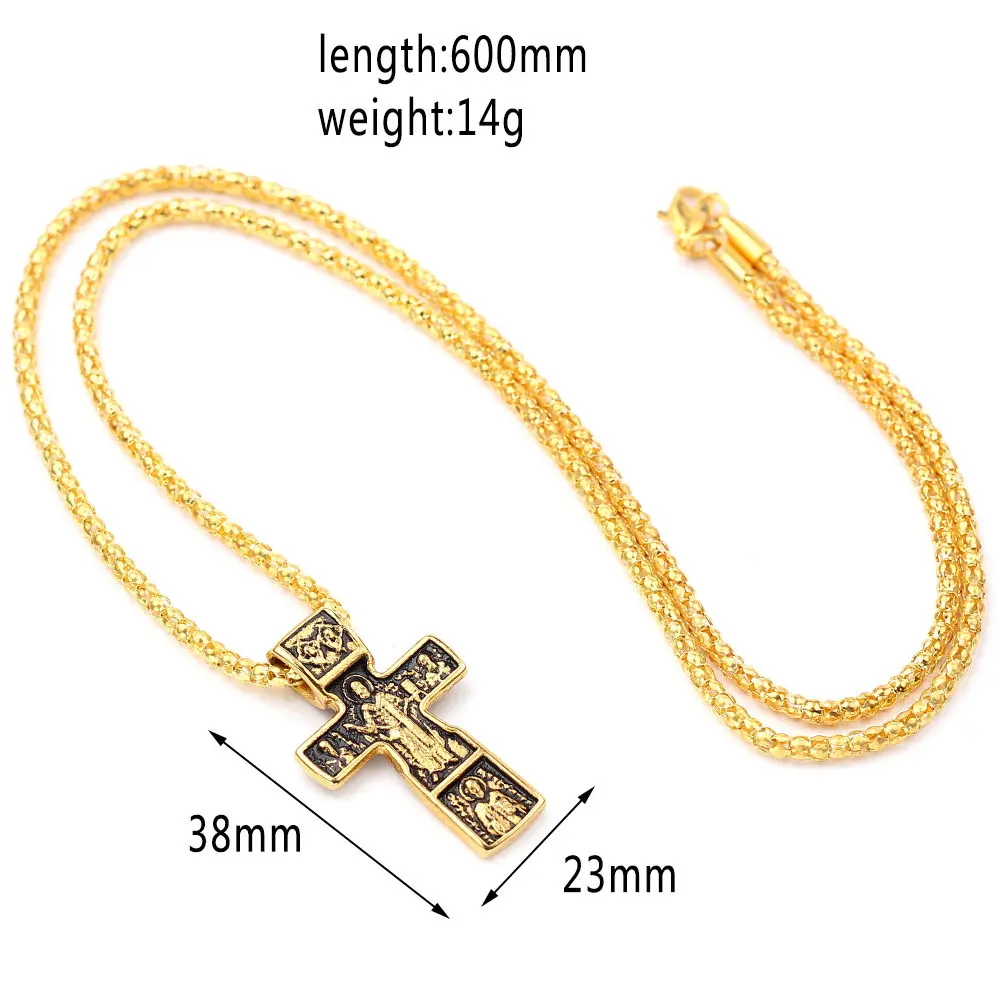 Мужской христианский крест кулон религиозное ожерелье две двойные фигуры