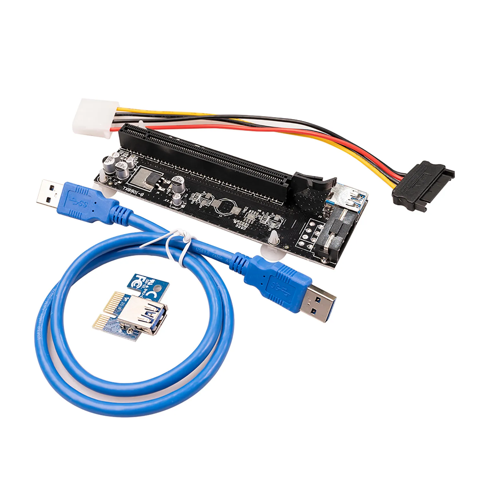 PCI-E Riser Card PCI-E 1x к 16x Майнинг Расширение 4pin Питание Комбинация электронных аксессуаров для продуктов.