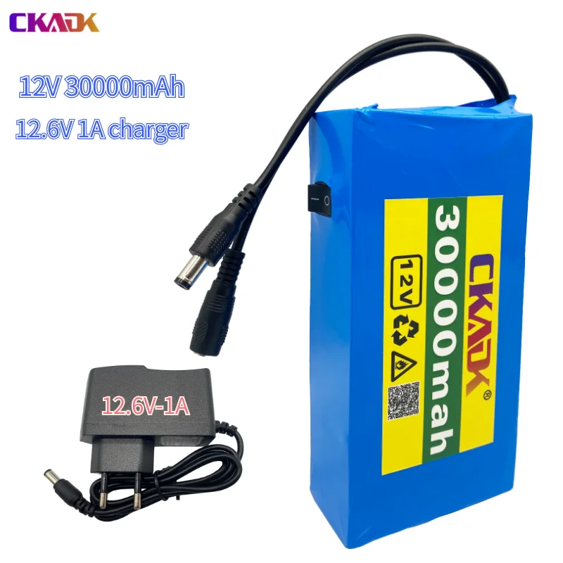 

High Quality Super Rechargeable Portable Lithium-ion Battery DC 12V 30000mAh With US or EU Plug 12.6v 3.0Ah battery pack+charger