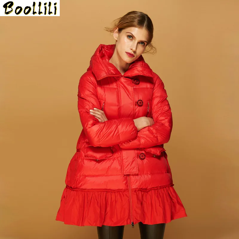 Boollili зимнее пальто для женщин модная красная куртка на утином пуху женские