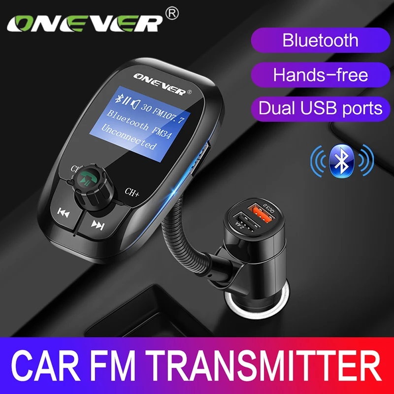 Onever fm-передатчик Быстрая зарядка 3,0 Автомобильное зарядное устройство Bluetooth автомобильный комплект свободные руки радио модулятор аудио MP3 плеер USB/TF привод