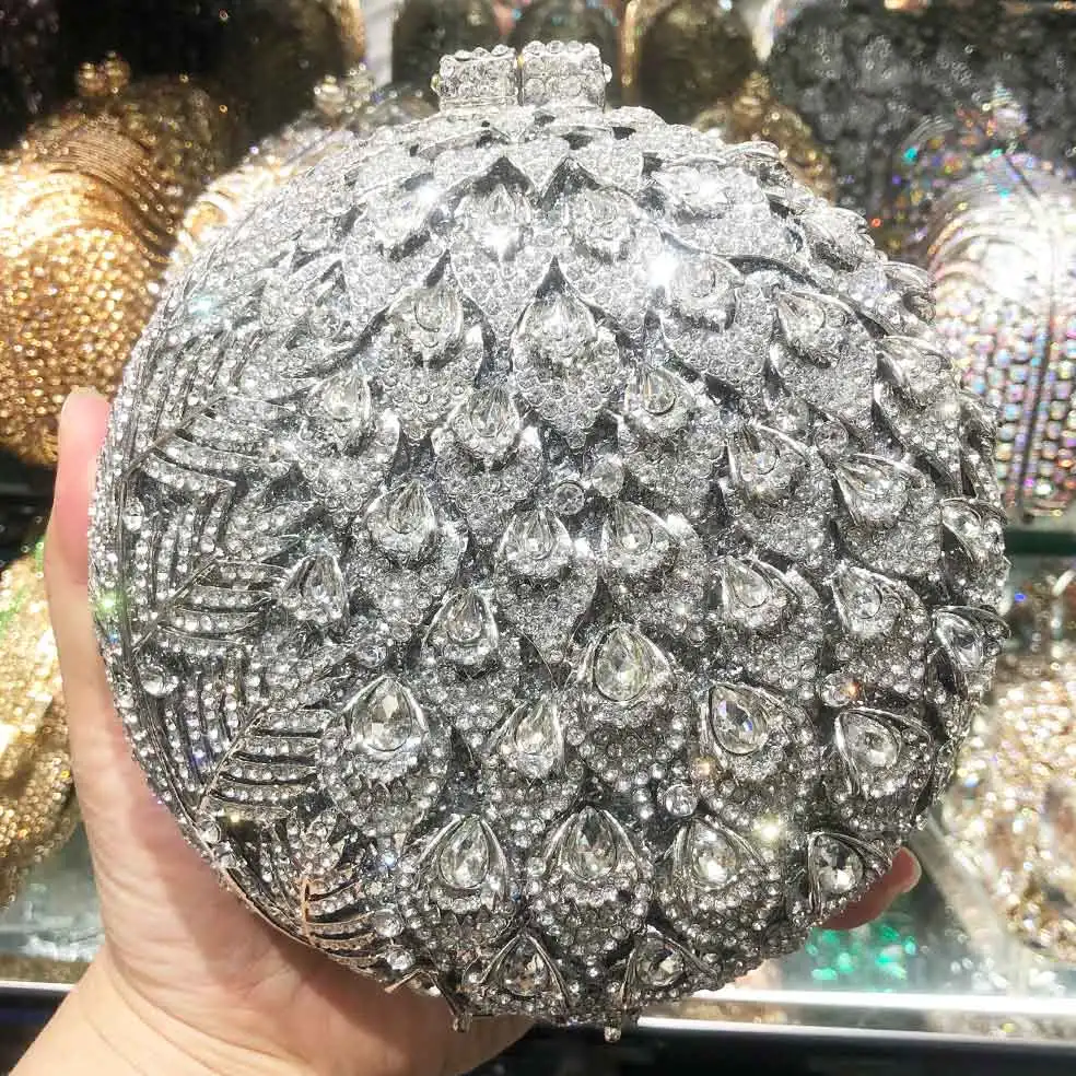 Модные золотые клатчи Роскошные вечерние сумочки с кристаллами дамские