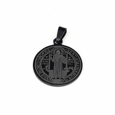 100% Stainless Steel San Benito Medal Pendant For Jewelry Making  Saint Benedict Of Nursia Charm Wholesale 50pcs