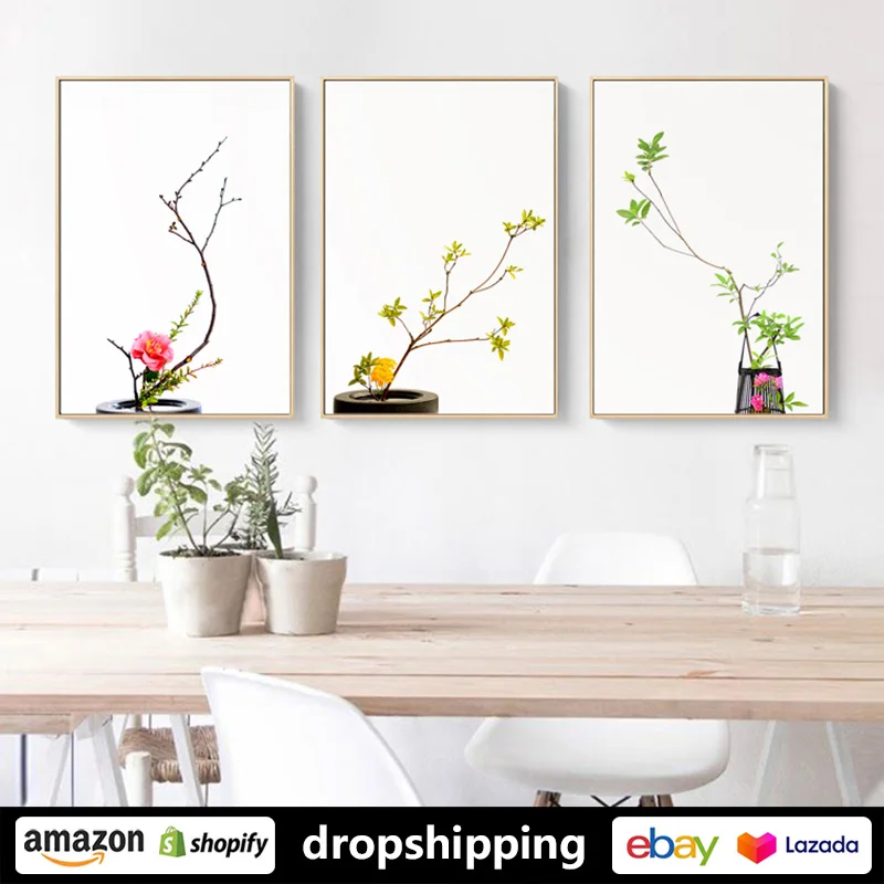 

ART ZONE Modern Plant Flower Bonsai Poster prints Wall Art Canvas posters Artwork Living Room bedroom dining room decoration