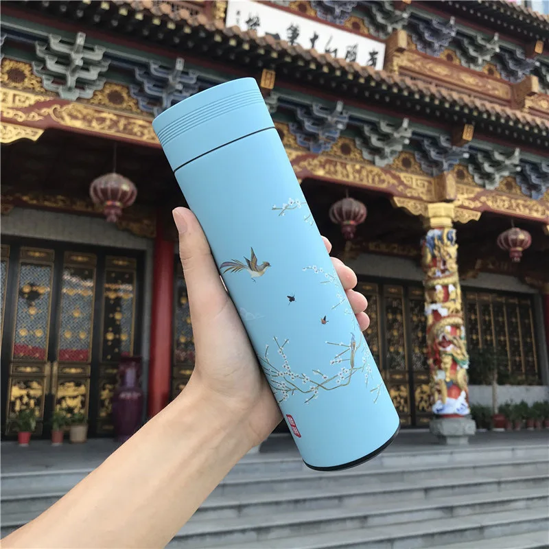 

Fashionable Chinese Style Creative Retro Temperature Display New Insulation Cup Wholesale Stainless Steel Water Cup