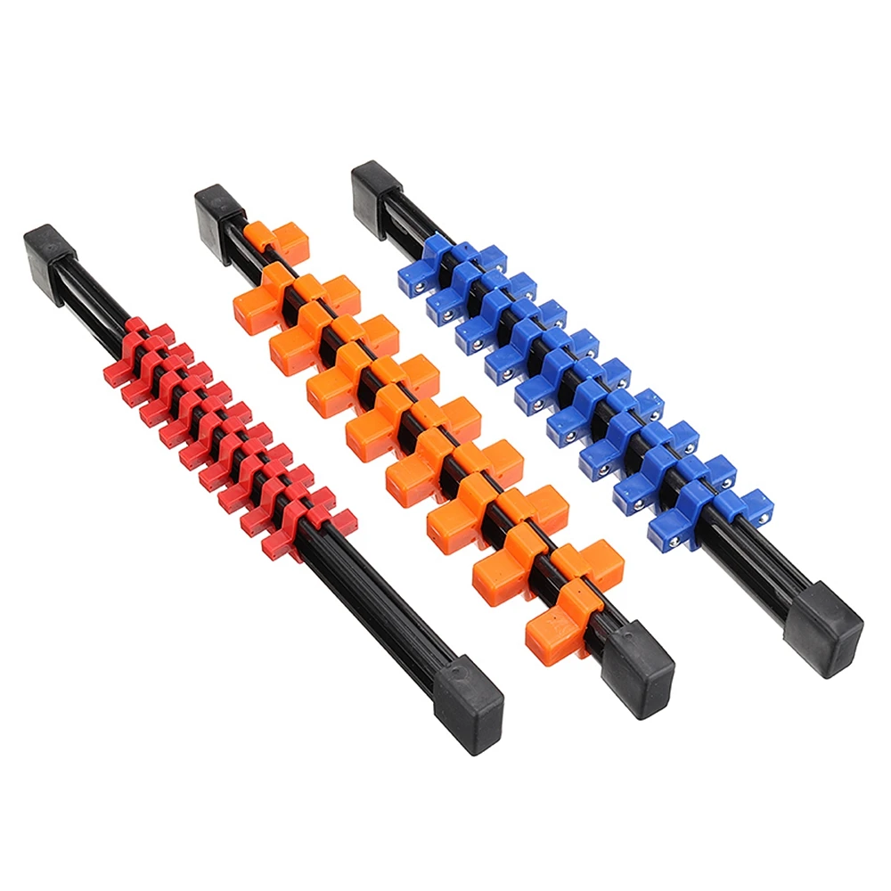 

3Pcs Plastic Rail Rack Double-Sided Sleeve Holder Socket Sliding Organizer Rail