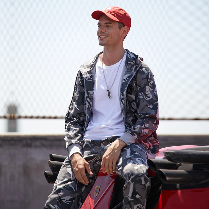 

2020 Zipper Mens Tracksuit Sets Brand Long Sleeve Hip Hop Hoodies Jacket + Pants Camouflage Men Sportswear Two Pieces Sweatsuit