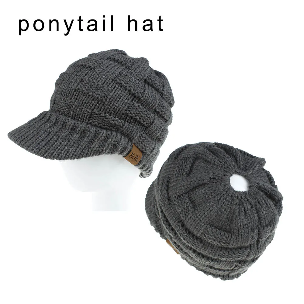 

New European and American Fashion Baseball Cap Winter Women's Horsetail Hat with MOK Label Duck Tongue Sun Hats Beanie