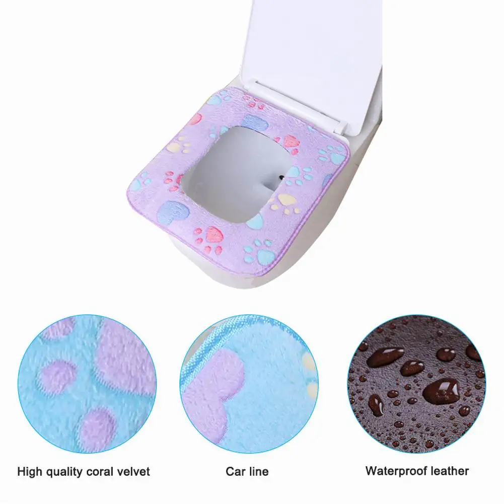 

Square Toilet Seat Cover Winter Toilet Seat Cushion Velvet Washable Toilet Seat Pad