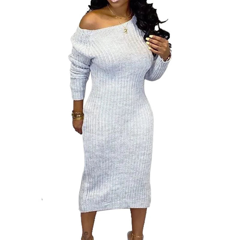 Однотонное сексуальное трикотажное платье миди с открытой спиной круглым