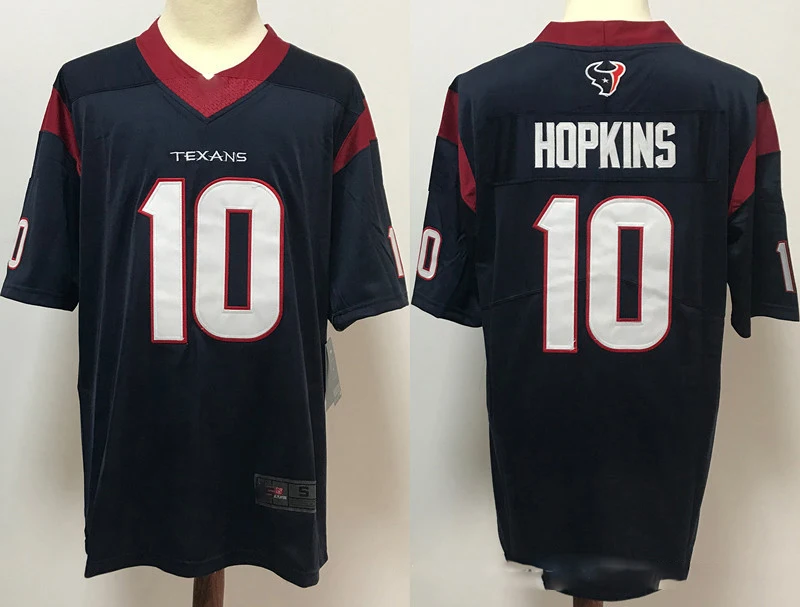 

Bilok Embroidery American Football Jersey 10# Hopkins Fans Wear Men Women Kid Youth Houston Texans Rugby Jersey Jacket Shirt