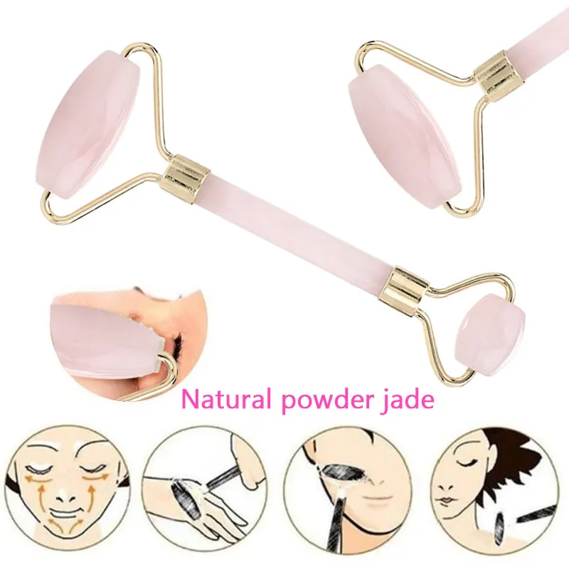 

Rose Quartz Jade Roller Face Slimming Massager Face Lifting Natural Jade Stone Facial Massage Roller Skin Care Beauty Set Box